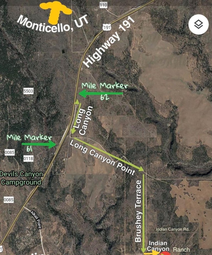 Satellite map showing landmarks and road intersections.